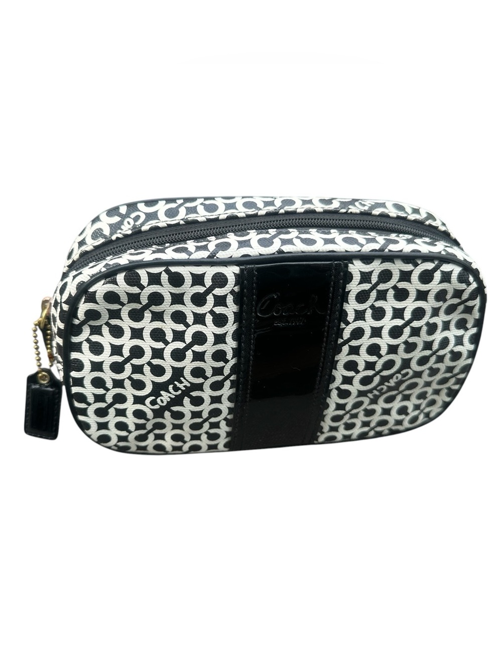 Coach Op Art Y2K Black and White Logo Print Cosmetic Pouch - Picture 2 of 7